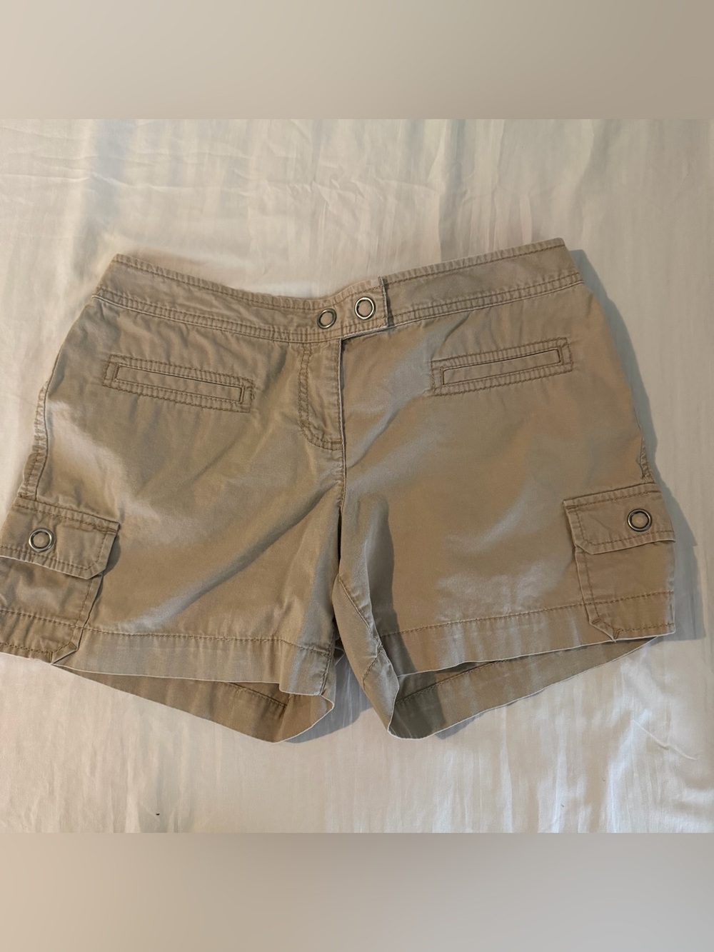 LOFT Tan Cargo Shorts with Snap Pockets